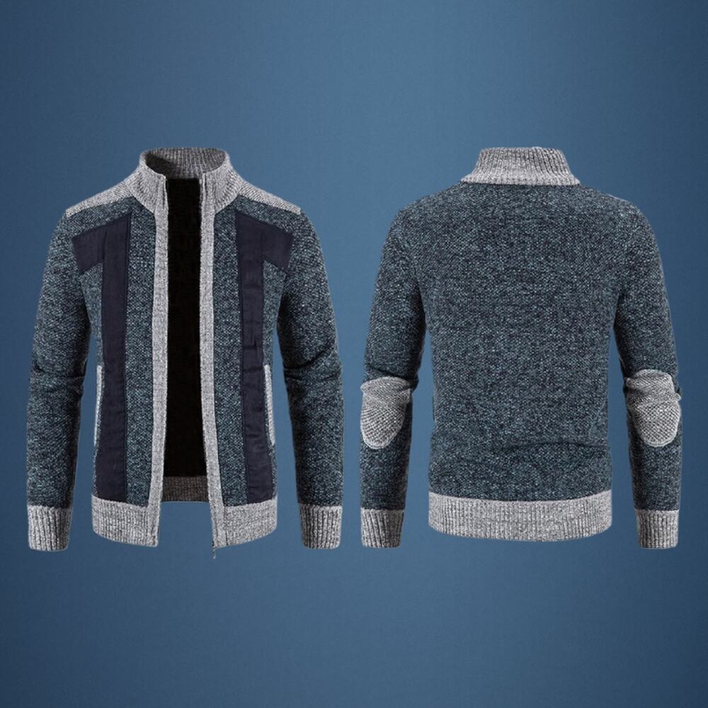 Men's Casual Thick Knitted Cardigan Sweater with Pockets
